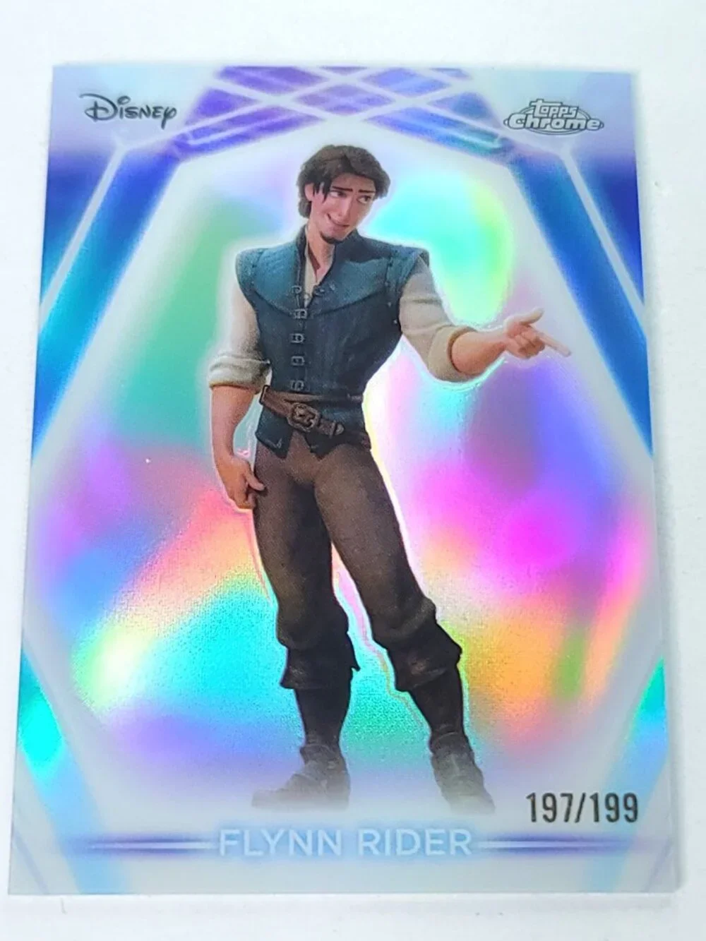 Flynn Rider Topps 2026 Disney Neon Holo Chrome Refractor Limited 197/199 CNE
